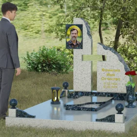 Комбинированный православный памятник для одного - П067