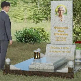 Комбинированный вертикальный памятник для одного - П069