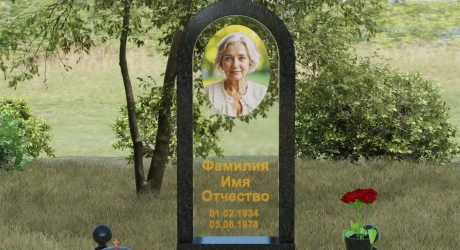 Памятник из гранита со стеклянной вставкой и фотопечатью