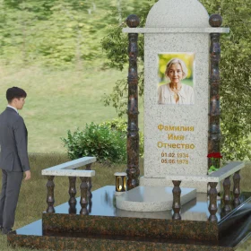 Комбинированный вертикальный памятник без креста - П072