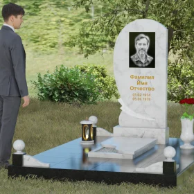 Гранитный вертикальный памятник для одного - П080