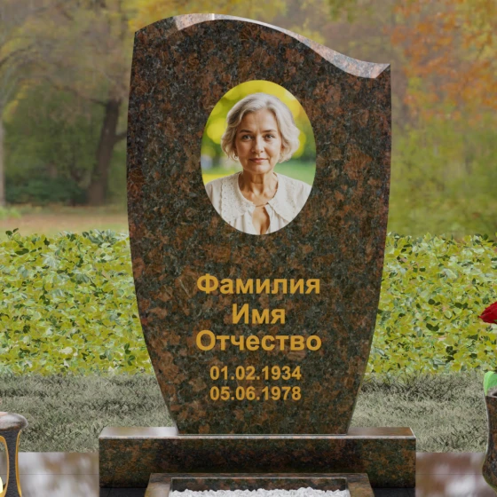 Гранитный монумент с волной и фактурным срезом, гранит Дымовский