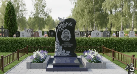 Памятник с голубем из чёрного гранита
