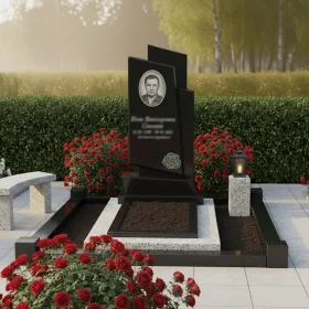 Гранитный вертикальный светский памятник - ПН116