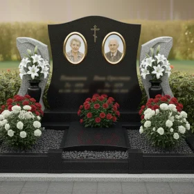 Вертикальный православный гранитный памятник с крестом - ПН199