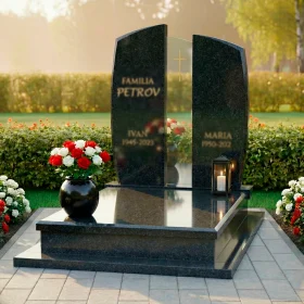 Католический памятник со стеклом на двоих - ПН237