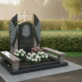 Элитный Гранитный мемориальный комплекс с крестом - ПН282