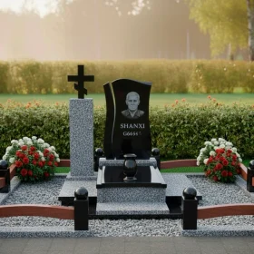 Элитный Гранитный или мраморный памятник со стеклом - ПН428