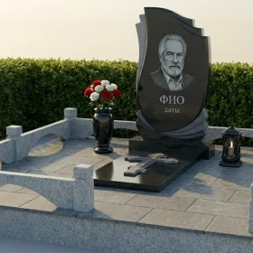 Православный вертикальный Гранитный памятник с комплексом - ПН463