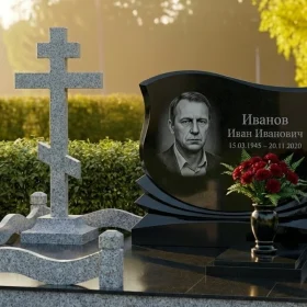 Элитный православный вертикальный Гранитный памятник - ПН476