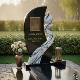 Комбинированный вертикальный памятник с мемориалом - ПН594