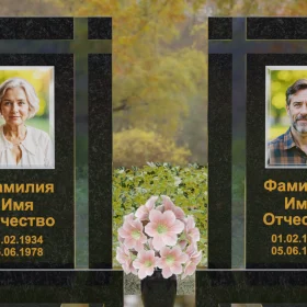 Вертикальный памятник со стеклом и крестом - П248