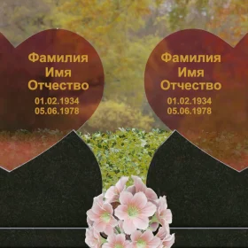Горизонтальный памятник из гранита со стеклом - П251