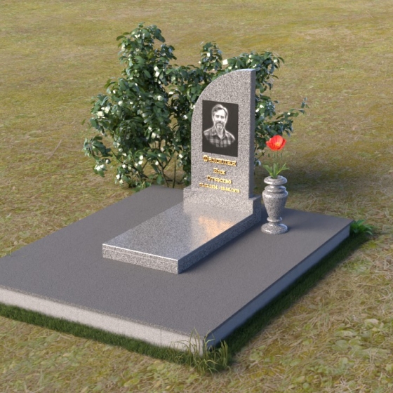 Памятник с волнистым верхом из гранита, гранит Мансуровский