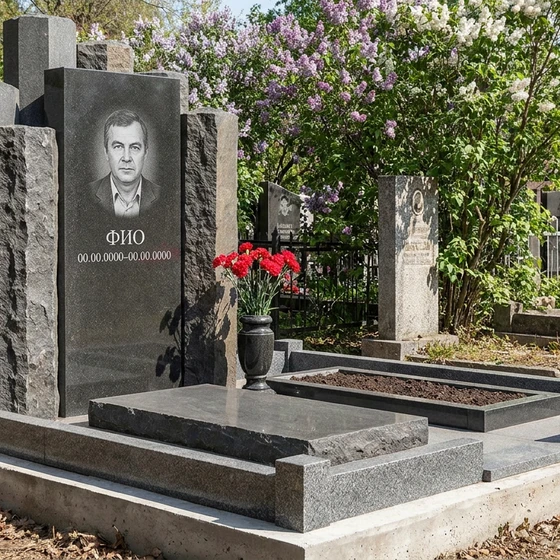 Памятник из базальта в виде скалы