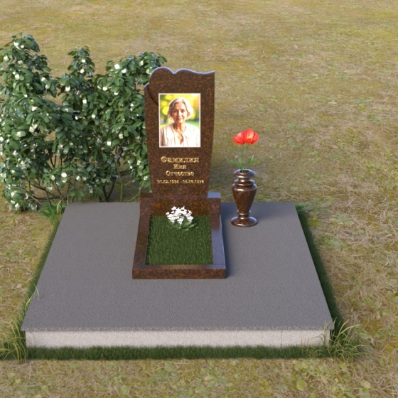 Вертикальный памятник-арка из гранита, гранит Дымовский, вид 3