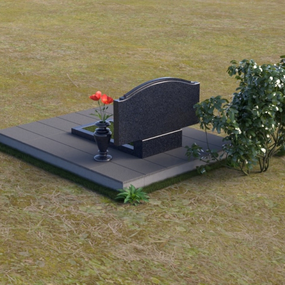 Гранитный памятник-волна со скругленными углами, гранит Блю Перл, вид 4