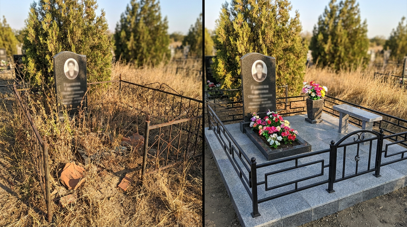 Благоустройство могилы в Сочи — пример 1