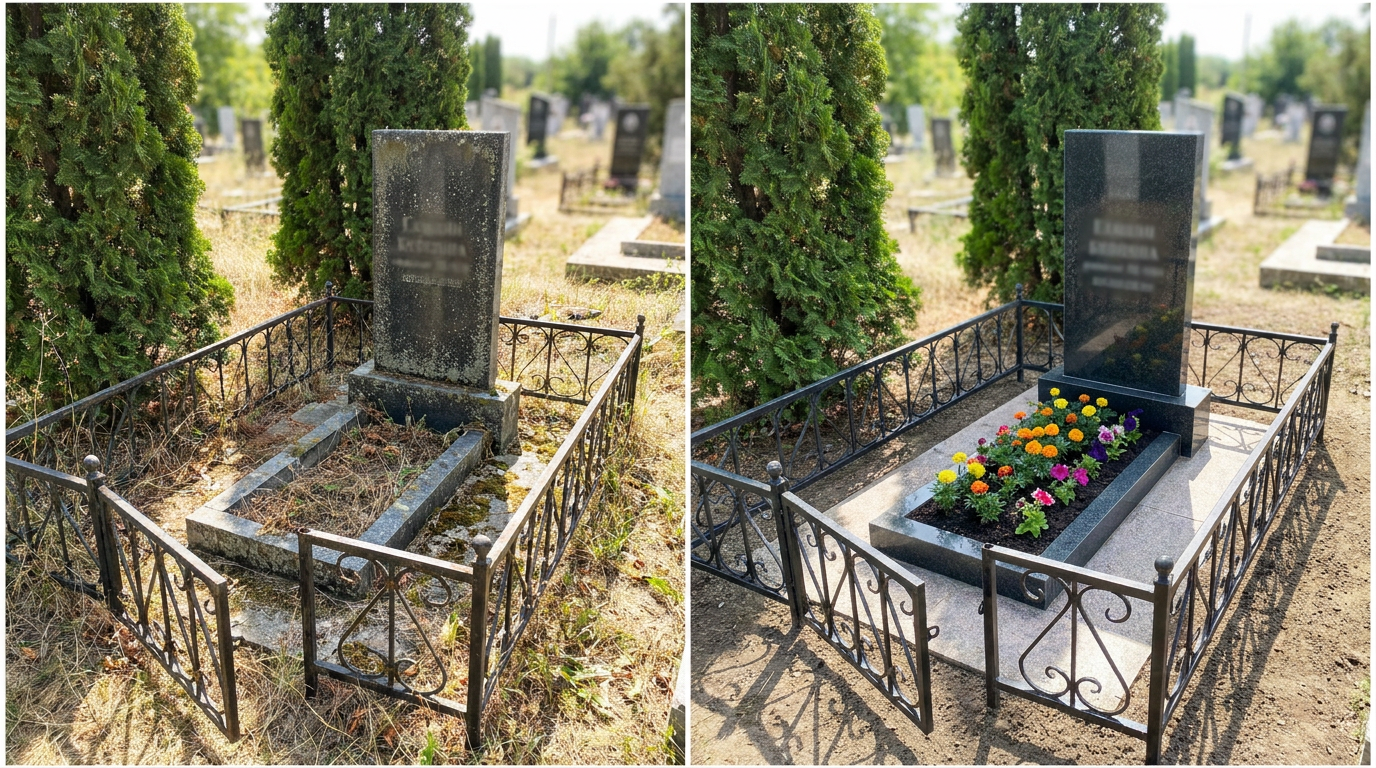 Уборка могилы в Сочи — пример 1